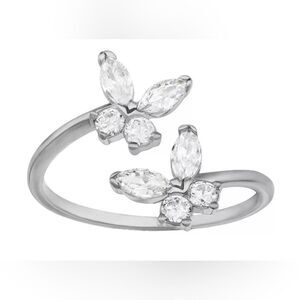 International Bullion Brokers Sterling Silver CZ Butterfly Bypass Ring